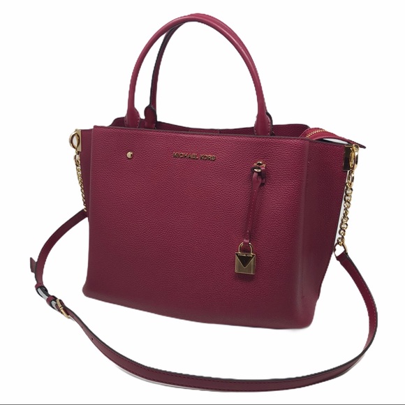 MICHAEL KORS Arielle Lg Satchel, Leather Berry NWT - Picture 3 of 15